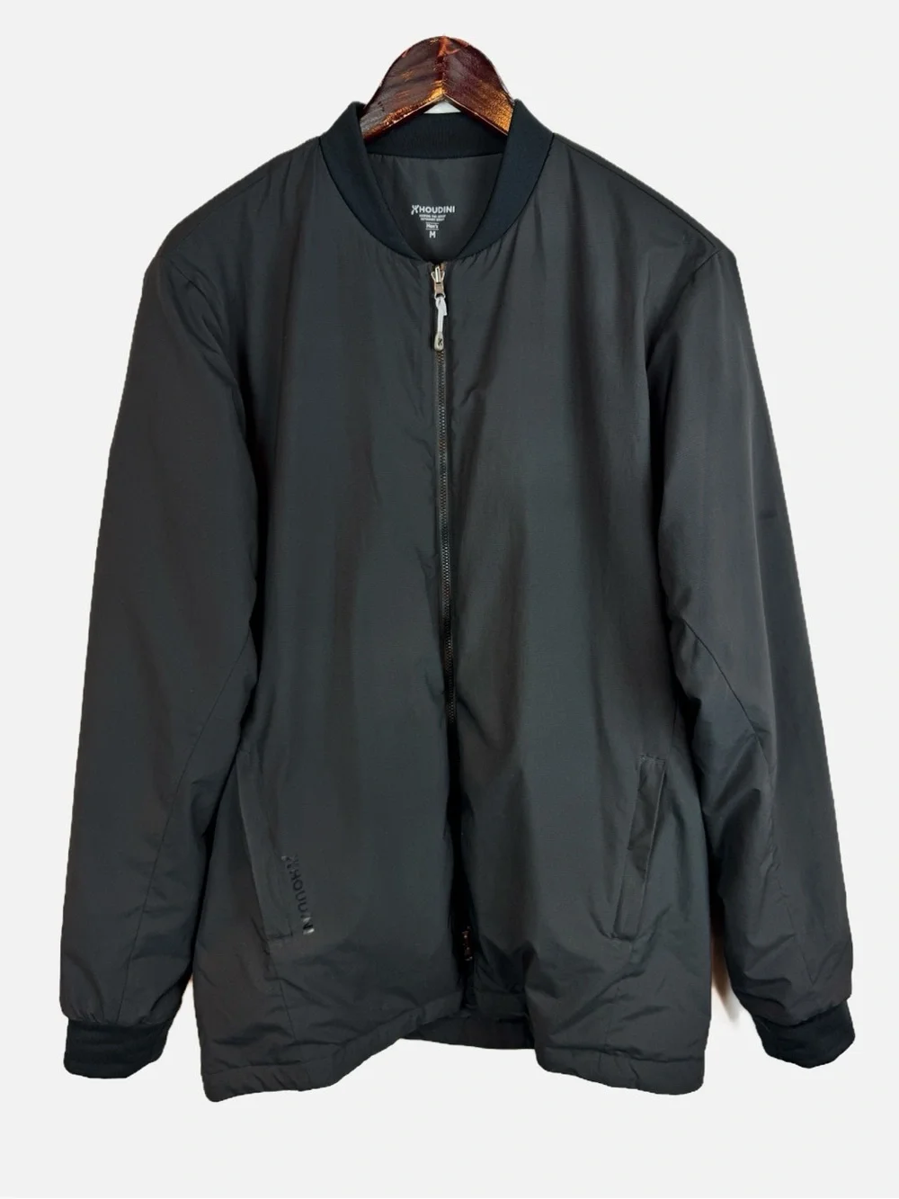 Houdini | Men's Black Zip-Up Puff Bomber Pitch Jacket, M